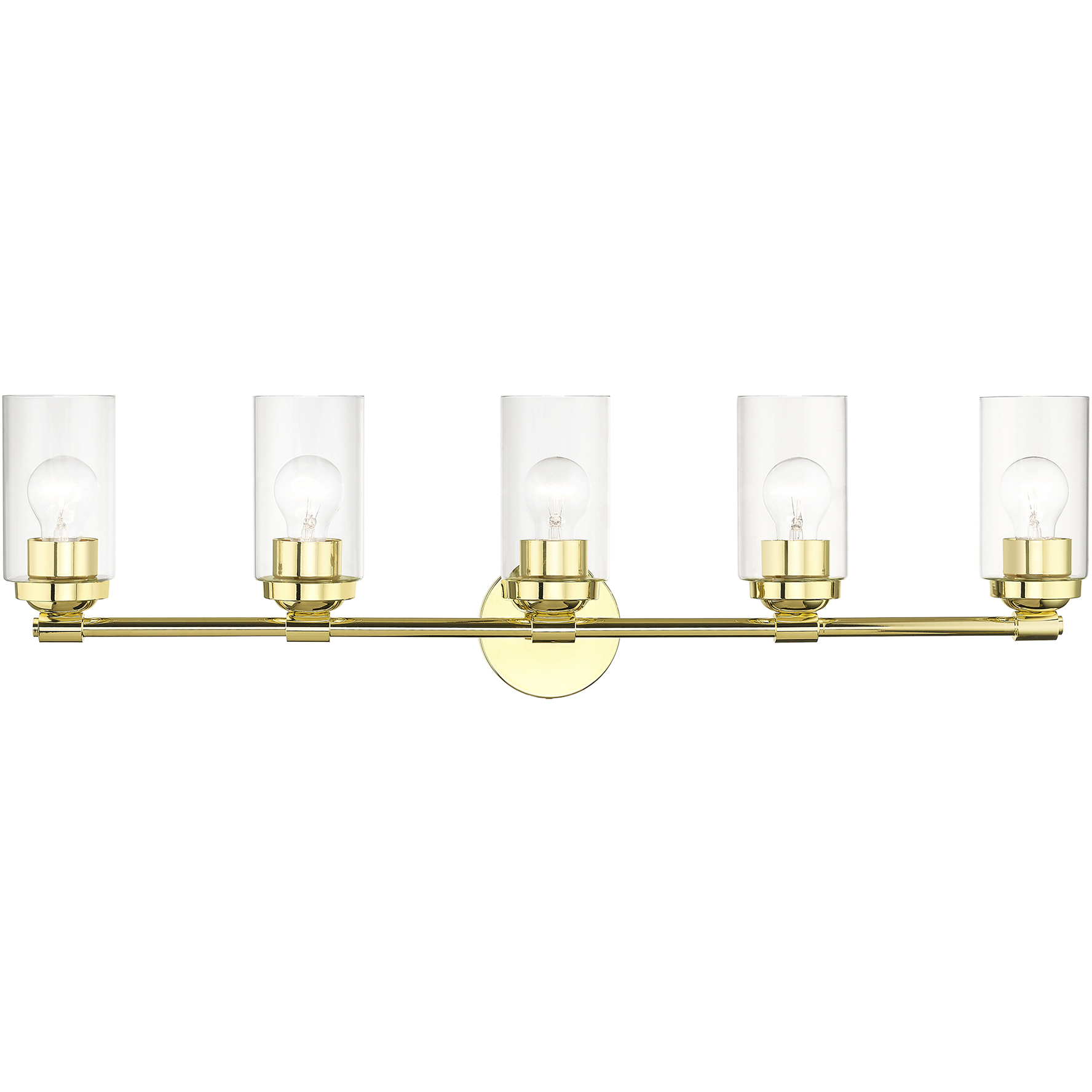 Whittier 5 Light 35 inch Polished Brass Vanity Wall Sconce Wall Light, Large
