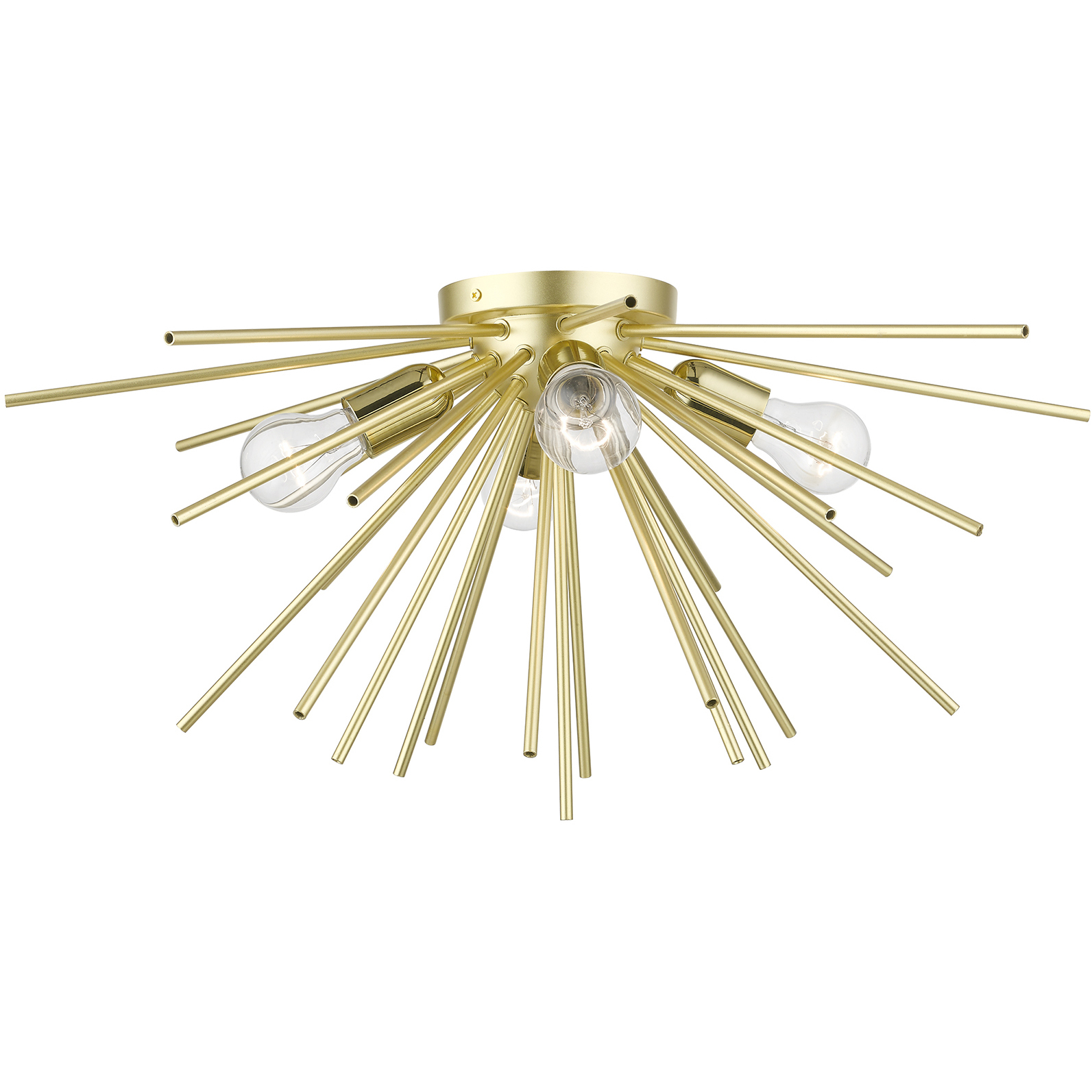 Tribeca 4 Light 25 inch Soft Gold with Polished Brass Accents Flush Mount Ceiling Light, Large