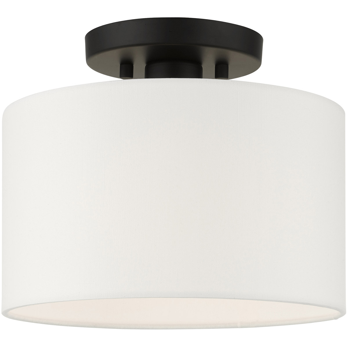 Meridian 1 Light 10 inch Black Small Semi-Flush Ceiling Light