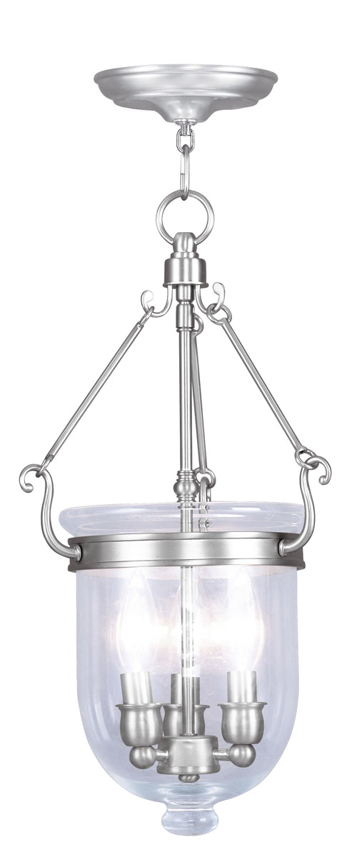 Jefferson 3 Light 10 inch Brushed Nickel Mini Pendant Ceiling Light