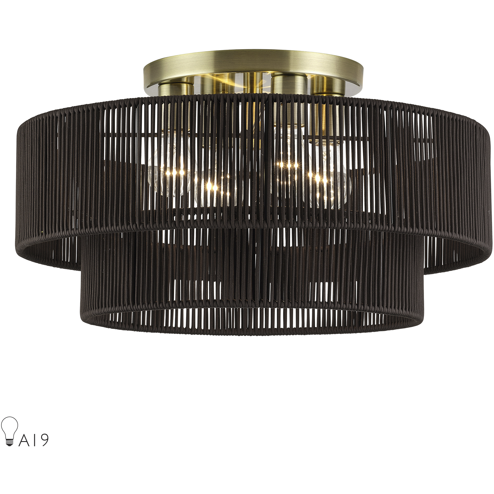 Acordia 4 Light 21 inch Antique Brass Extra Large Semi-Flush Ceiling Light, Extra Large
