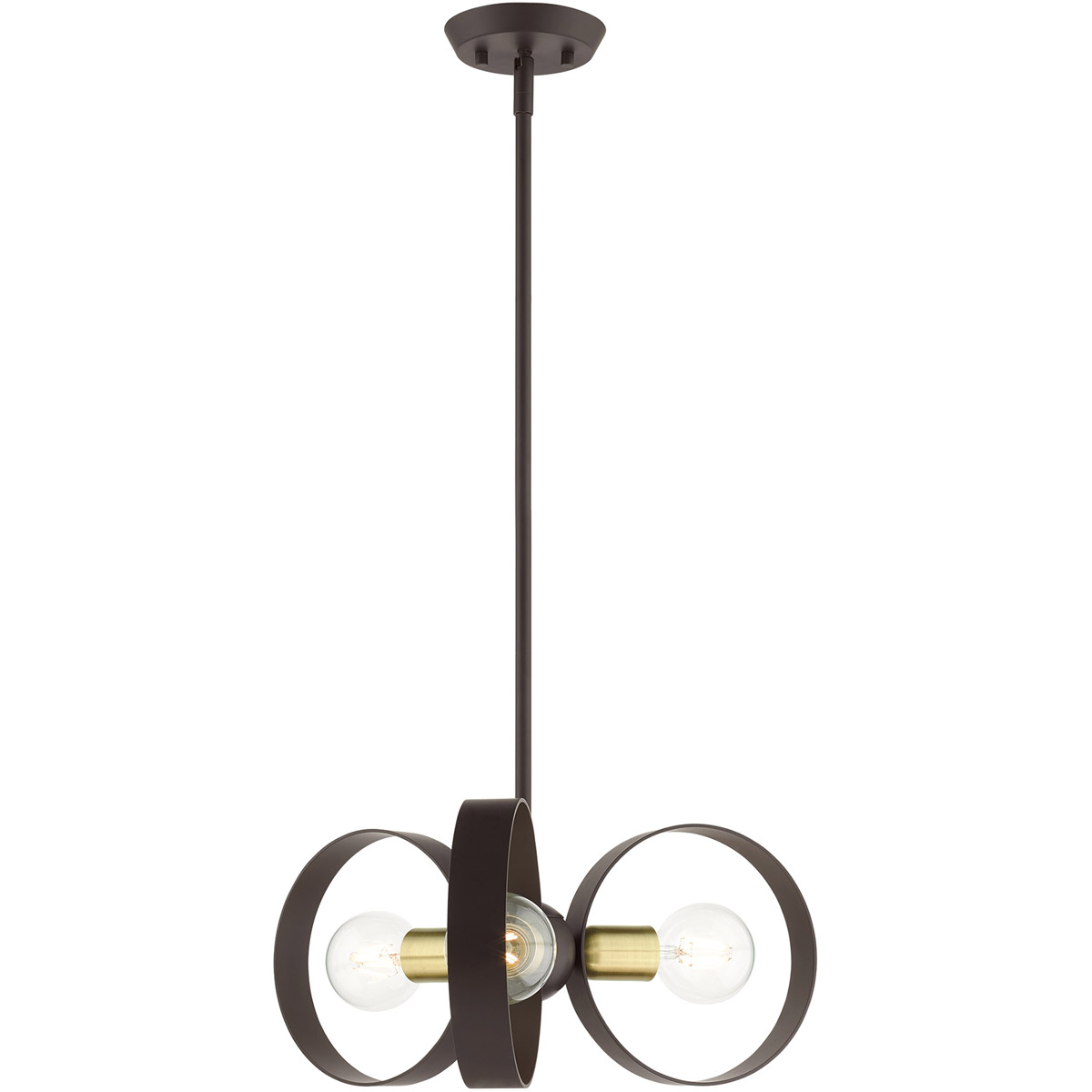 Modesto 3 Light 19 inch Bronze with Satin Brass Accents Small Chandelier Ceiling Light