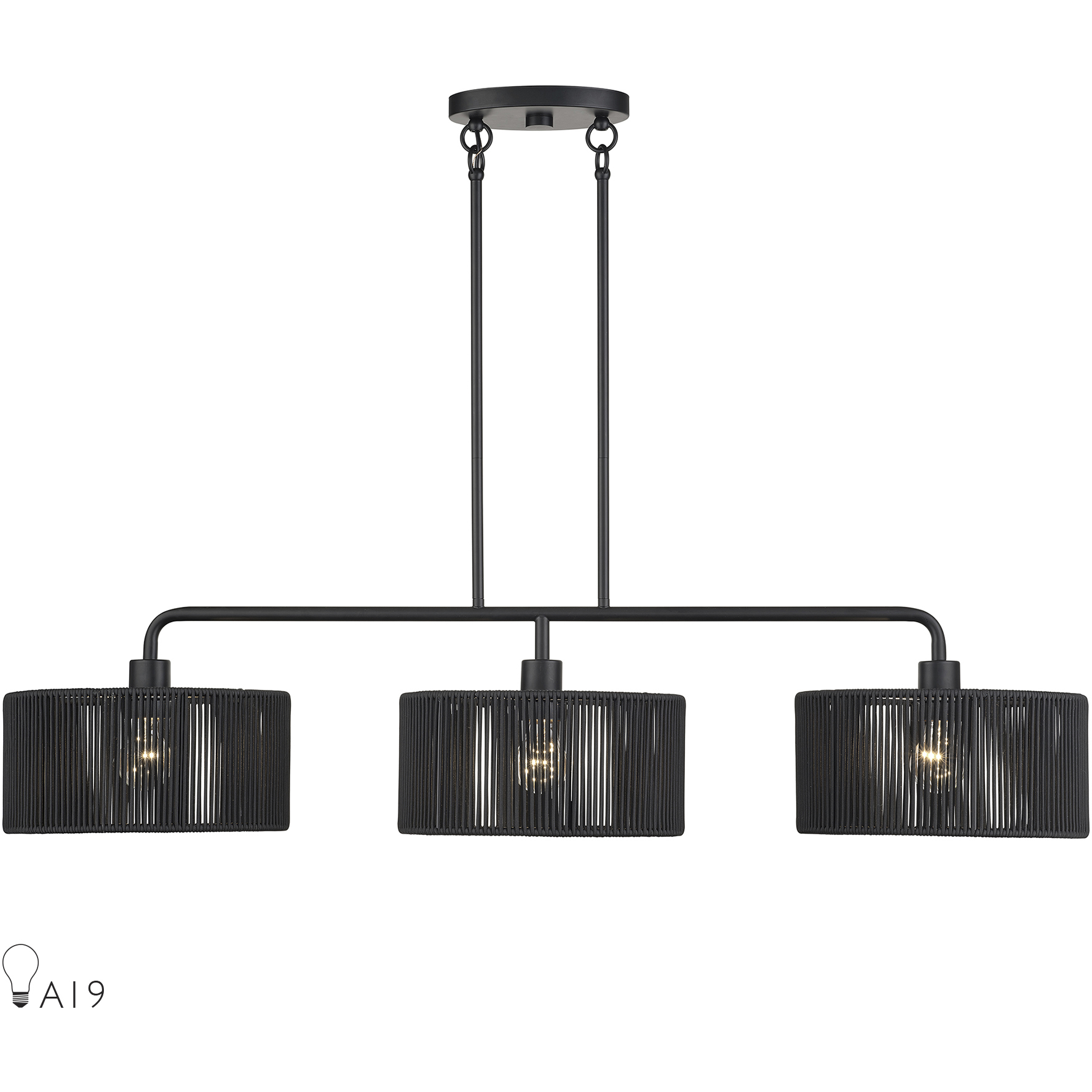 Acordia 3 Light 12 inch Black Extra Large Linear Chandelier Ceiling Light, Extra Large